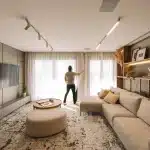 condominio-aires-de-plaza-homem-abrindo-cortinas-de-janela-que-mostra-o-parque-una
